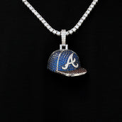 Atlanta Braves Official MLB Baseball Cap Pendant in White Gold