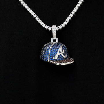 Atlanta Braves Official MLB Baseball Cap Pendant in White Gold