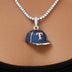 Texas Rangers Official MLB Baseball Cap Pendant in White Gold