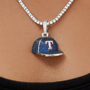 Texas Rangers Official MLB Baseball Cap Pendant in White Gold