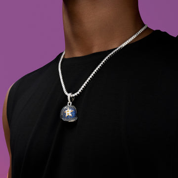 Houston Astros Official MLB Baseball Cap Pendant in White Gold