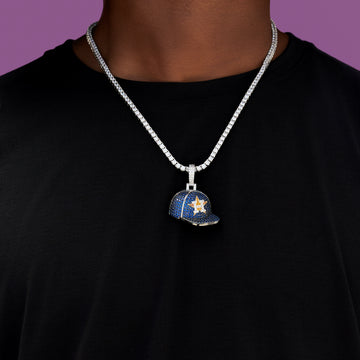 Houston Astros Official MLB Baseball Cap Pendant in White Gold