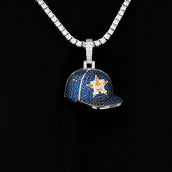 Houston Astros Official MLB Baseball Cap Pendant in White Gold