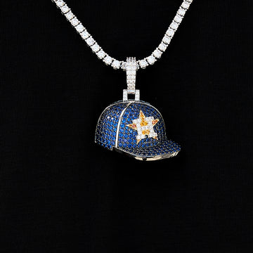 Houston Astros Official MLB Baseball Cap Pendant in White Gold