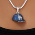 Los Angeles Dodgers Official MLB Baseball Cap Pendant in White Gold
