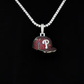 Philadelphia Phillies Official MLB Baseball Cap Pendant in White Gold