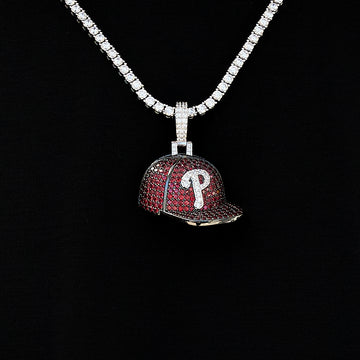 Philadelphia Phillies Official MLB Baseball Cap Pendant in White Gold
