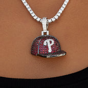 Philadelphia Phillies Official MLB Baseball Cap Pendant in White Gold