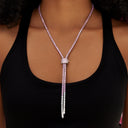 Pink Diamond Tennis Bolo Chain in White Gold - 3MM