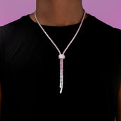 Pink Diamond Tennis Bolo Chain in White Gold - 3MM