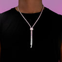 Pink Diamond Tennis Bolo Chain in White Gold - 3MM
