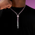 Pink Diamond Tennis Bolo Chain in White Gold - 3MM