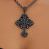 Medieval Cross Black Stones Pendant in Black