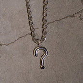 Question Mark Pendant in Sterling Silver + 6mm Rope Chain Bundle