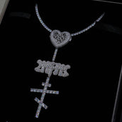 GLD X Bloody Osiris Lab Diamond Locket Rosary Chain in Solid White Gold