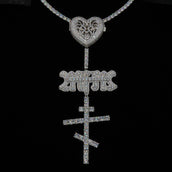 GLD X Bloody Osiris Iced Locket Rosary Chain in White Gold