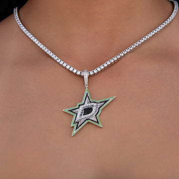 Colgante con el logotipo oficial de los Dallas Stars de la NHL en oro blanco