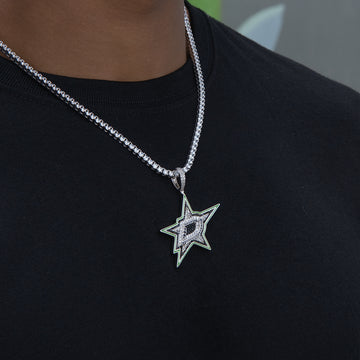 Colgante con el logotipo oficial de los Dallas Stars de la NHL en oro blanco