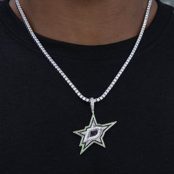 Colgante con el logotipo oficial de los Dallas Stars de la NHL en oro blanco