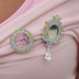 Dangling Mirror Gemstone Brooch in White Gold