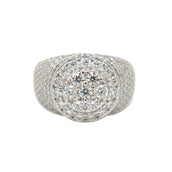 Men's Moissanite Diamond Cluster Ring in White Gold Vermeil