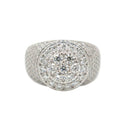 Men's Moissanite Diamond Cluster Ring in White Gold Vermeil