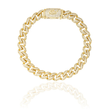 Men's Moissanite Diamond Cuban Bracelet in Yellow Gold Vermeil - 8.5MM