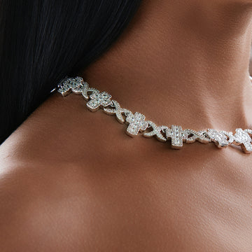 Diamond Multi Cross Necklace in White Gold