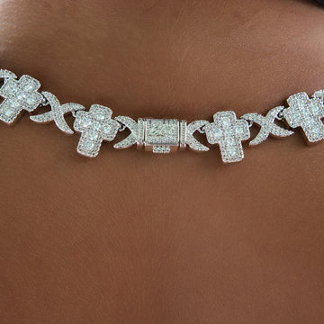 Diamond Multi Cross Necklace in White Gold