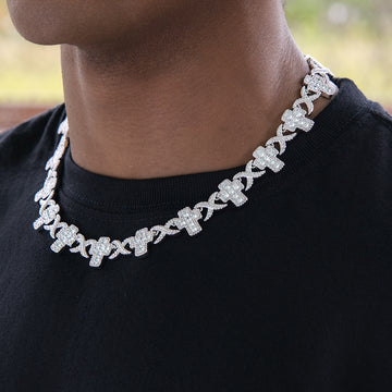 Diamond Multi Cross Necklace in White Gold