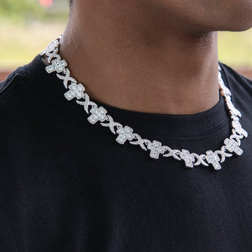 Diamond Multi Cross Necklace in White Gold