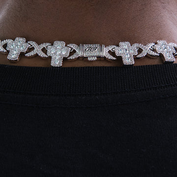 Diamond Multi Cross Necklace in White Gold