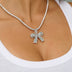Iced Multicolor Bow Pendant in White Gold