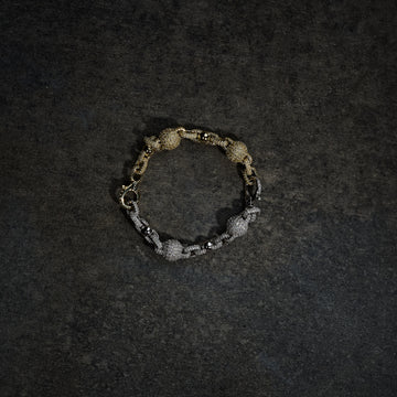 GLD X Bloody Osiris Dual Finish Moissanite Ball Chain Bracelet in White and Yellow Gold Vermeil