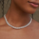 Collar cubano de eslabones con diamantes de 8,5 mm - Oro blanco