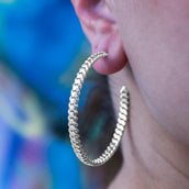 GLD Micro Cuban Prong Hoop Earrings in White Gold- 6mm