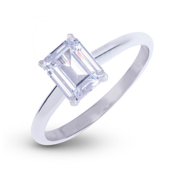 Anillo de compromiso con diamante de laboratorio de una sola piedra en platino