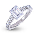 Emerald Cut Stone Lab Diamond Engagement Ring in Platinum