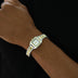 Reloj con correa de piedra rosa helada Visionary de 39 mm - Oro blanco