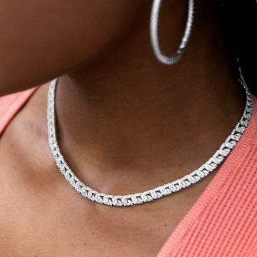 Collar Micro Iced G-Link de oro blanco