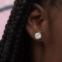 Pendientes de corte cojín en oro blanco