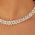 12mm Mixed Stone Diamond Cuban Necklace - Yellow Gold