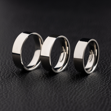 Anillo de banda plana en oro blanco - 6 mm