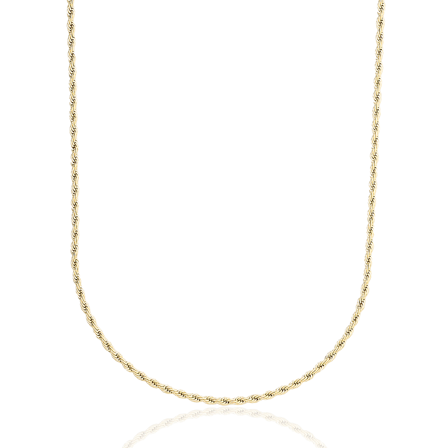 Cadena de Cuerda en Oro Amarillo - 2mm
