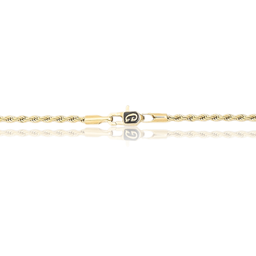 Cadena de Cuerda en Oro Amarillo - 2mm