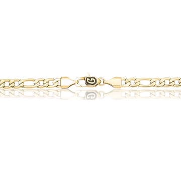 Figaro Chain in Hollow Yellow Gold - 4mm