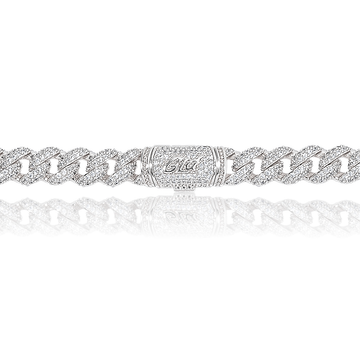 Diamond Cuban Chain in White Gold - 8.5mm