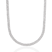 Youth Micro Diamond Prong Cuban Necklace in White Gold - 6mm