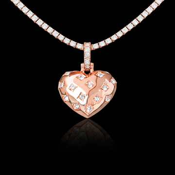 Colgante de corazón con estrella GLD de diamante en oro rosa