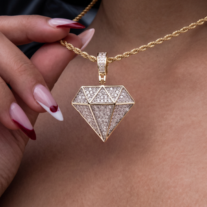 GLD Diamond Pendant + 2mm Rope Necklace Bundle in Yellow Gold